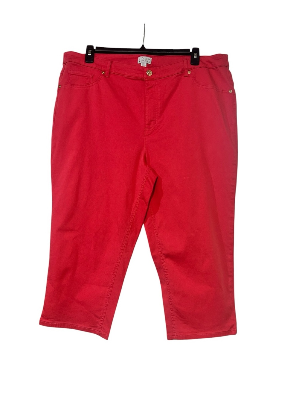 Joan Rivers Deep Coral Capri Pants with Gold Button